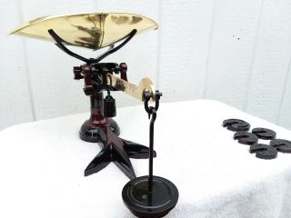 Fully Restored Antiques Fairbank Scale/ Brass Pan And Weighs.