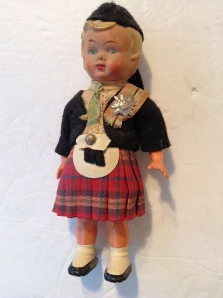 Vintage Scottish Boy Doll Celluloid Traditional Scottish Dress