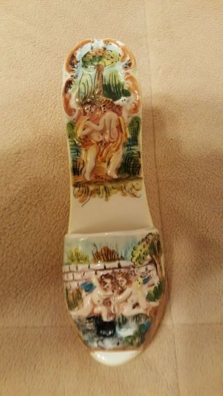 Antique Capodimonte Porcelain Hand Painted Slipper 17/1632 Made In Italy