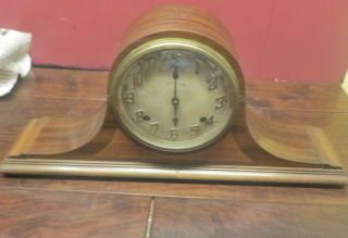 Antique Ingraham Mantle Clock Great Case / Metal Face / Hands / Door W/ Glass