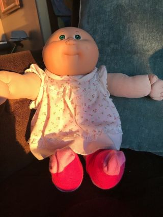 Vintage 1985 CABBAGE PATCH KIDS Preemie Doll - No Hair Green Eyes One Dimple 2