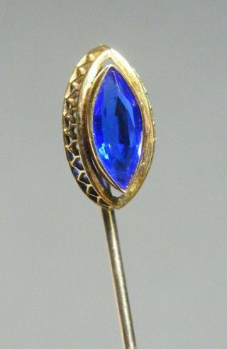 Antique Ps Co.  10k Gold Stick Pin W/ Blue Stone