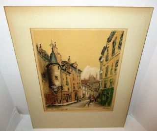 Vintage French Print Barday Paris Rue De Hautefeuille Signed Street Lithograph