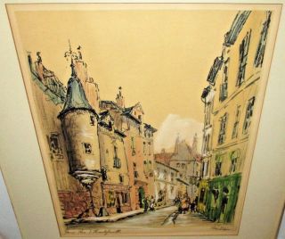 Vintage French Print Barday Paris Rue de Hautefeuille Signed Street Lithograph 2
