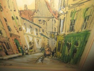 Vintage French Print Barday Paris Rue de Hautefeuille Signed Street Lithograph 4