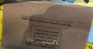 1997 California 1 Day Pacific Ocean Sport Fishing License with Plastic Case Pin 2