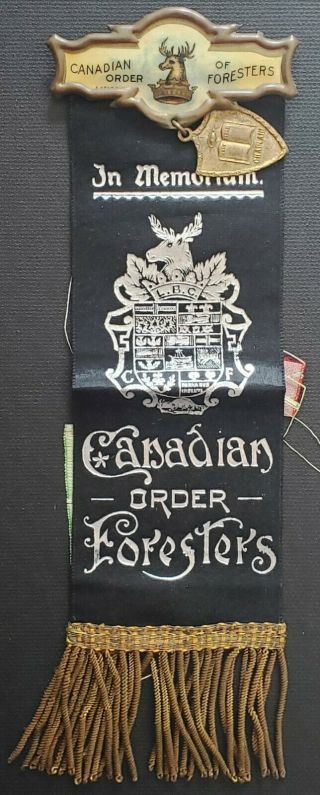 Vintage Canadian Order Of Foresters In Memoriam Large Ribbon -