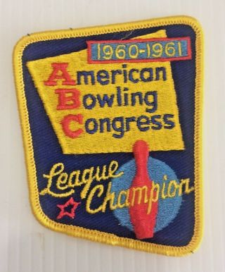 Vintage League Champion 1960 1961 Abc American Bowling Congress Award Patch