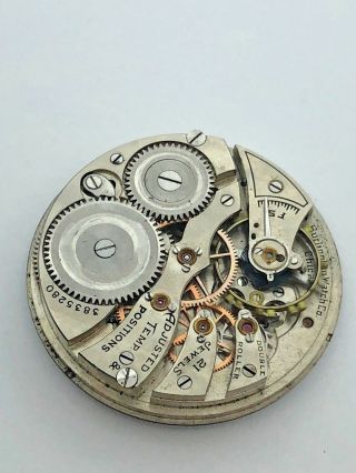 Antique Burlington Grade 275 Model 3 21 J Pocket Watch Movement Runs Parts & Rep