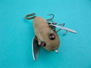 Vintage Heddon Crazy Crawler Flocked Brown Mouse - Leather Ears & Tail
