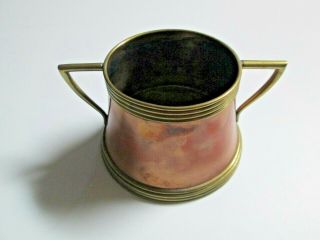 Vintage Antique Copper & Brass Cup With Two Handles Eagle Marking Underneath