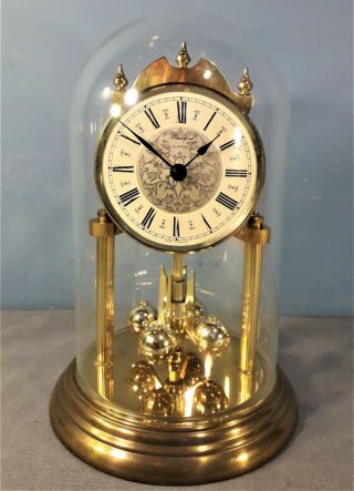Vintage Blandford Anniversary Mantel Clock With Glass Dome,  Quartz,  West Germany