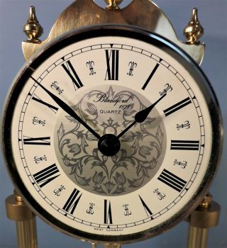 Vintage Blandford Anniversary Mantel Clock with Glass Dome,  Quartz,  West Germany 3