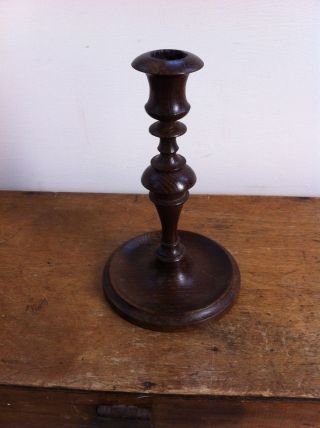 Decorative Antique Wooden Candlestick 8 Inches