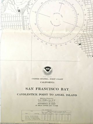 Vintage Nautical Chart Of San Francisco Bay - 1984 Noaa Soundings Map (4 