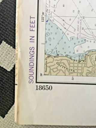 Vintage Nautical Chart of SAN FRANCISCO BAY - 1984 NOAA Soundings Map (4 ' x 3 ') 3