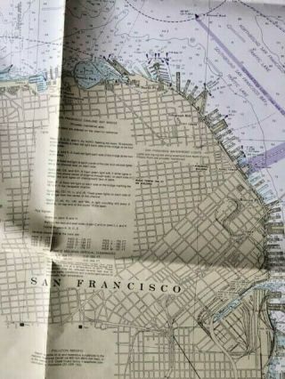 Vintage Nautical Chart of SAN FRANCISCO BAY - 1984 NOAA Soundings Map (4 ' x 3 ') 5