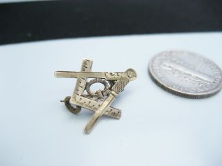 Antique Fraternal Mason Masonic G Compass Gold Engraved Tie Lapel Pin