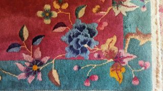 Antique Art Deco Nichols Chinese Floral Wool Rug 2 X 4 4