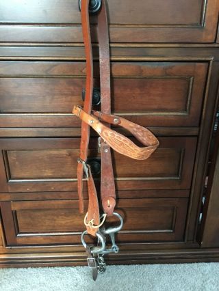 Tooled Leather Western Bridle Headstall Horse Tack