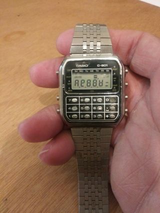 Vintage Casio C - 801 133 Module Calculator Watch