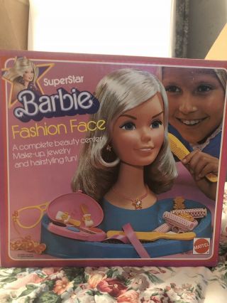 Vintage 1976 Superstar Barbie Fashion Face Head Iob Make Up,  Accessories