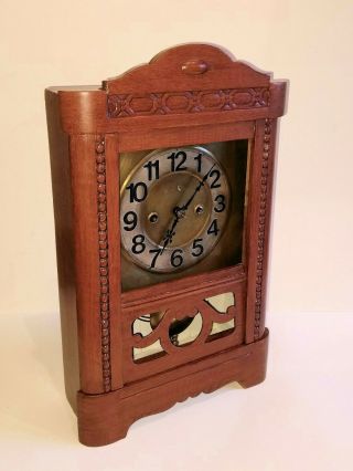 Antique c1920 Junghans HAC Pfeilkreuz Mantel Clock with Coil Gong Chimes 2