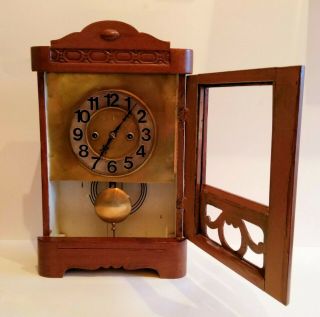 Antique c1920 Junghans HAC Pfeilkreuz Mantel Clock with Coil Gong Chimes 6