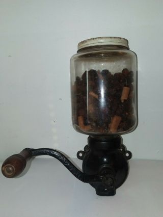 Antique Hand Crank Coffee/spice Grinder Cast Iron Kitchen Primitive