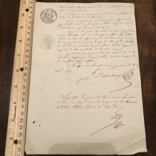 Rare 1800’s French Legal Document Handwritten Paper Document Authentic