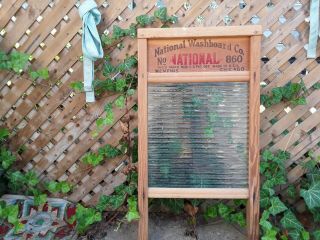 LG.  ANTIQUE NATIONAL GLASS KING WOOD&GLASS WASHBOARD 3