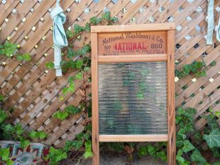 LG.  ANTIQUE NATIONAL GLASS KING WOOD&GLASS WASHBOARD 4