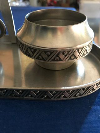 Pewter Norwegian Hagness Vintage Mid Century Sugar Creamer With Tray. 3