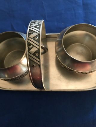 Pewter Norwegian Hagness Vintage Mid Century Sugar Creamer With Tray. 4