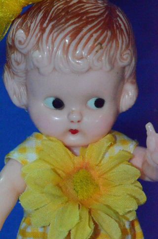 Vintage 6 " Knickerbocker Hard Plastic Doll " Sunflower "