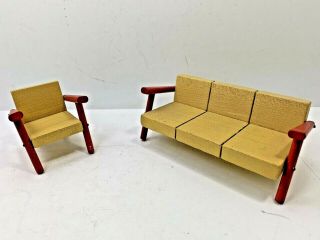 Dollhouse Vintage Toka Furniture Living Room Couch Sofa Chair Mid Century