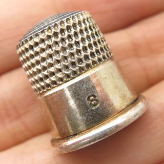 Antique Signed 925 Sterling Silver Large Thimble Size 8
