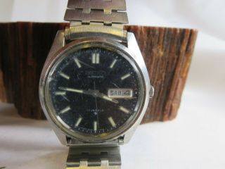 Retro Seiko 6309 - 8029 Black Dial Automatic Stainless Day Date Watch Rp