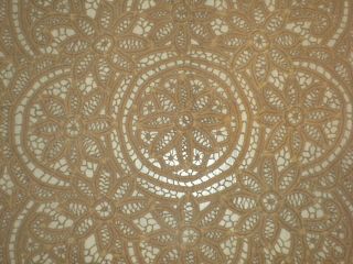 Vintage Cotton Battenburg Lace Ecru Tablecloth 80 Cm