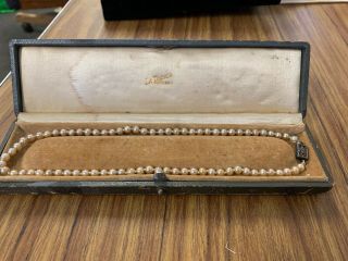 Vintage Antique Jewelry Display Box Velvet La Tausca Pearls Necklace