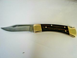 Vintage 1997 Buck 110 Folding Knife Wood Handles Appears