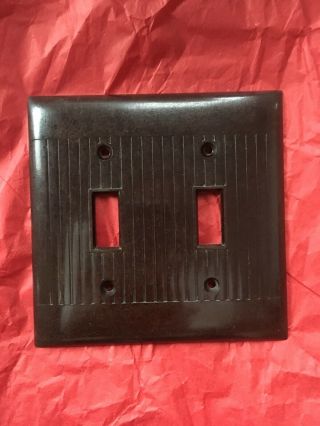 Vintage Sierra Ribbed Brown Double Toggle Light Switch Wall Cover Plate
