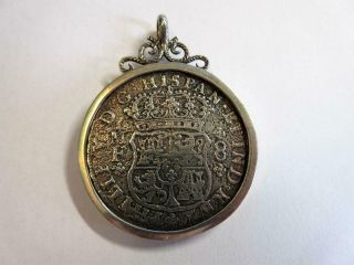 Antique 1743 8 Reales Coin,  Trasure From Hollandia Shipwreck Pendant,  Good Grade