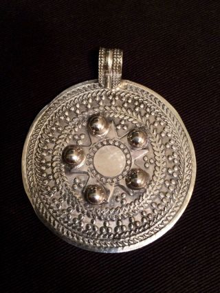 Large 2” Vintage Antique Sterling Silver Shield Pendant