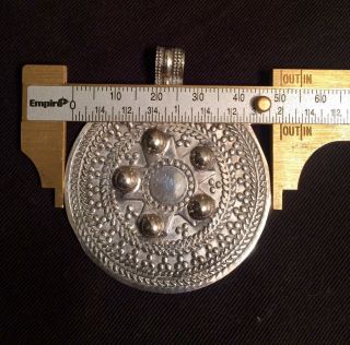 Large 2” Vintage Antique Sterling Silver Shield Pendant 4