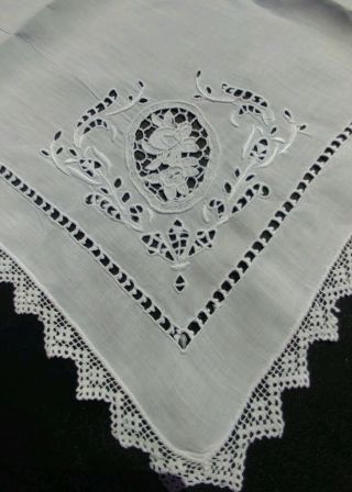 Set 8 Vintage White Linen And Lace Italian Napkins Handmade Point De Venise (87