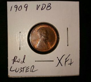 Xf 1909 Vdb Lincoln Cent Antique Penny Vintage Coin Red Luster V7