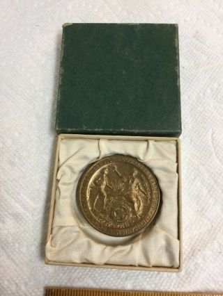 Antique American Legion Auxiliary School Award 2 " Bronze Medal With Box