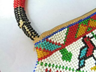 Antique Vintage Colorful Glass Seed Bead African Tribal Souvenir Purse 4
