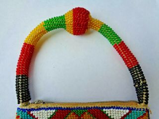 Antique Vintage Colorful Glass Seed Bead African Tribal Souvenir Purse 6